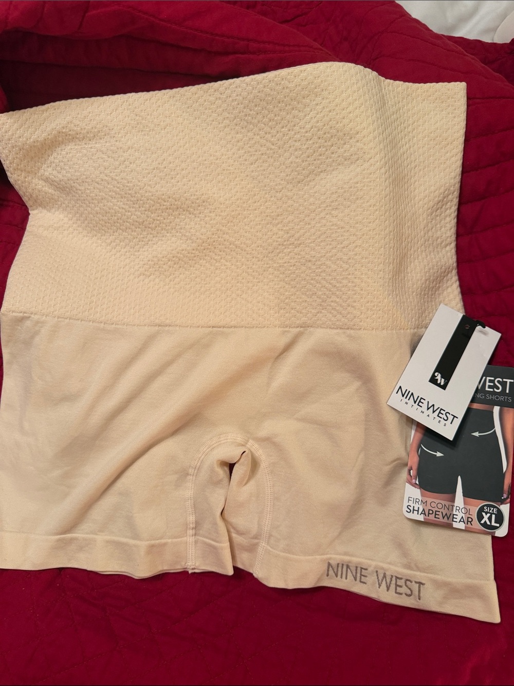 Nine West Cream High-Waist Shaping Shorts